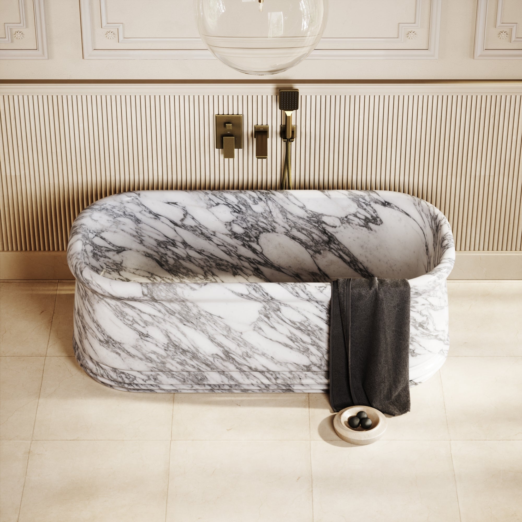 Grandeur Arabescato Marble Freestanding Bath 1500mm - LUSSO