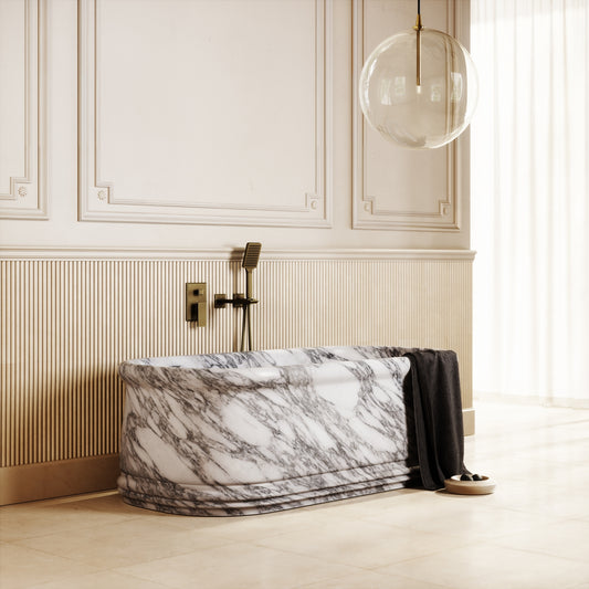 Grandeur Arabescato Marble Freestanding Bath 1500mm
