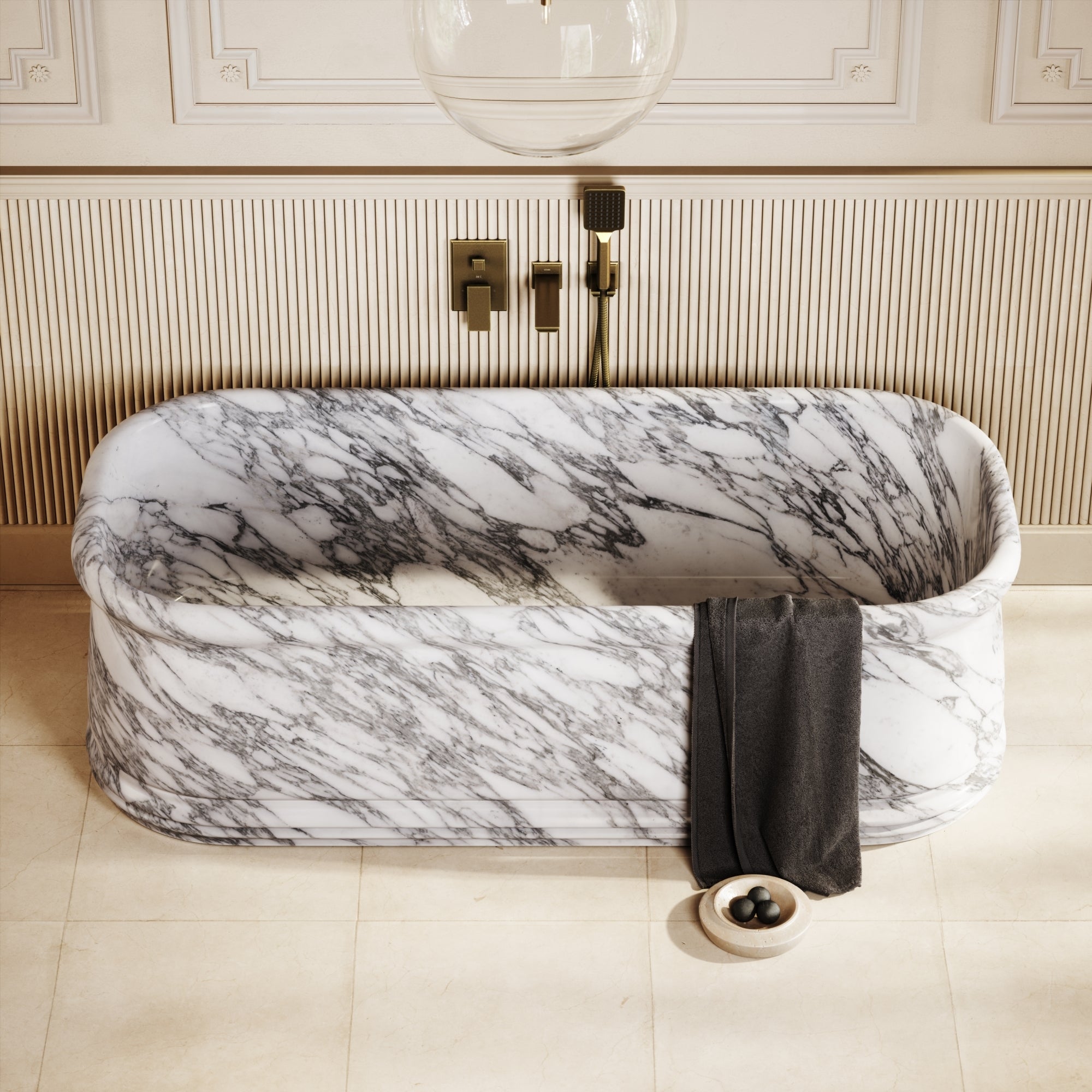 Grandeur Arabescato Marble Freestanding Bath 1780mm - LUSSO