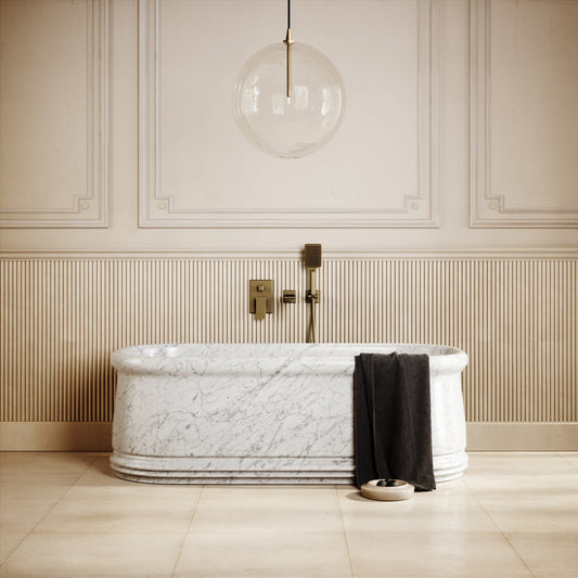 Grandeur Carrara Marble Freestanding Bath 1500mm