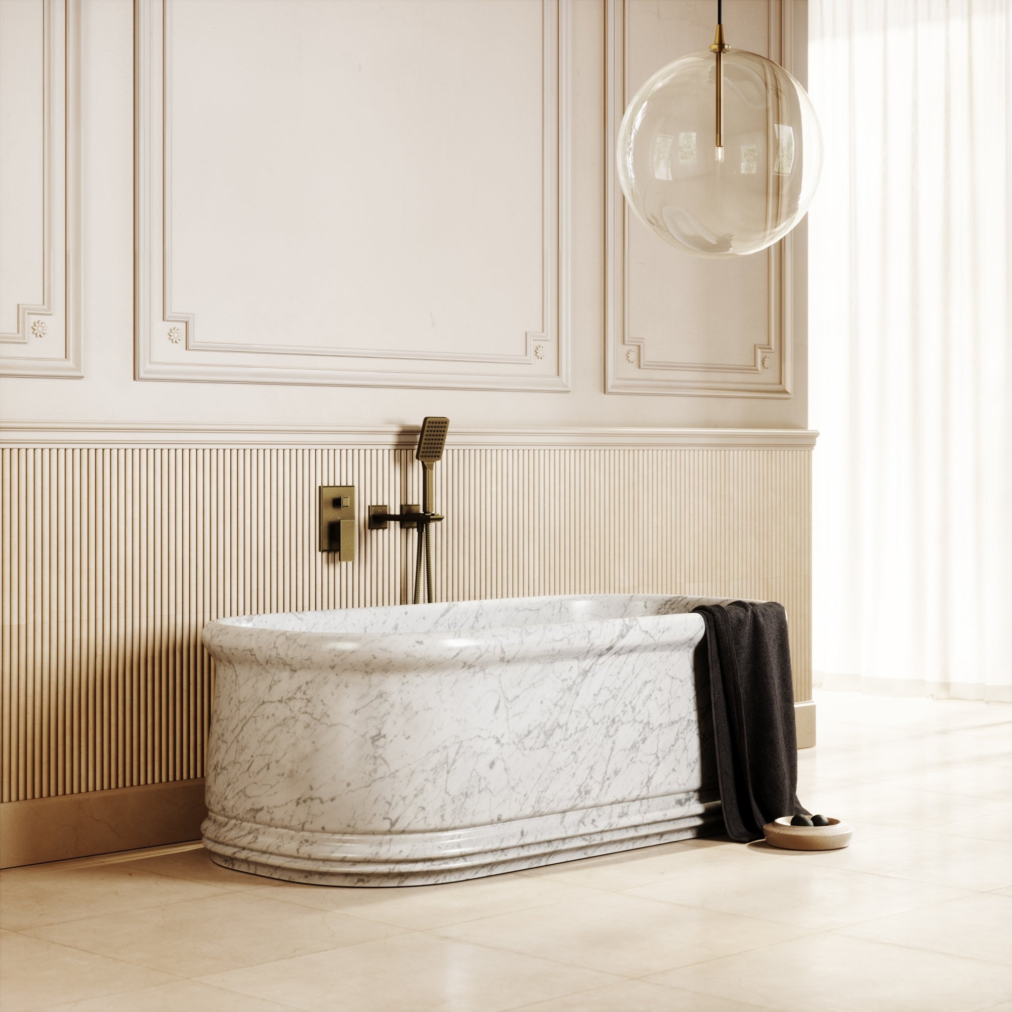 Grandeur Carrara Marble Freestanding Bath 1500mm - LUSSO