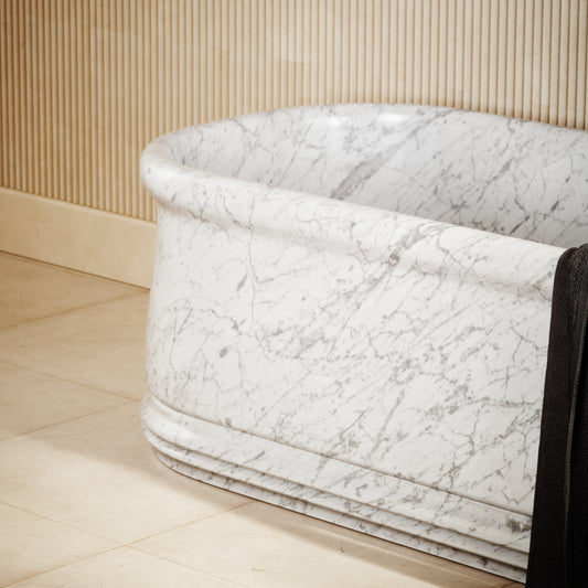 Grandeur Carrara Marble Freestanding Bath 1500mm