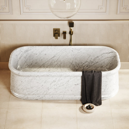 Grandeur Carrara Marble Freestanding Bath 1780mm