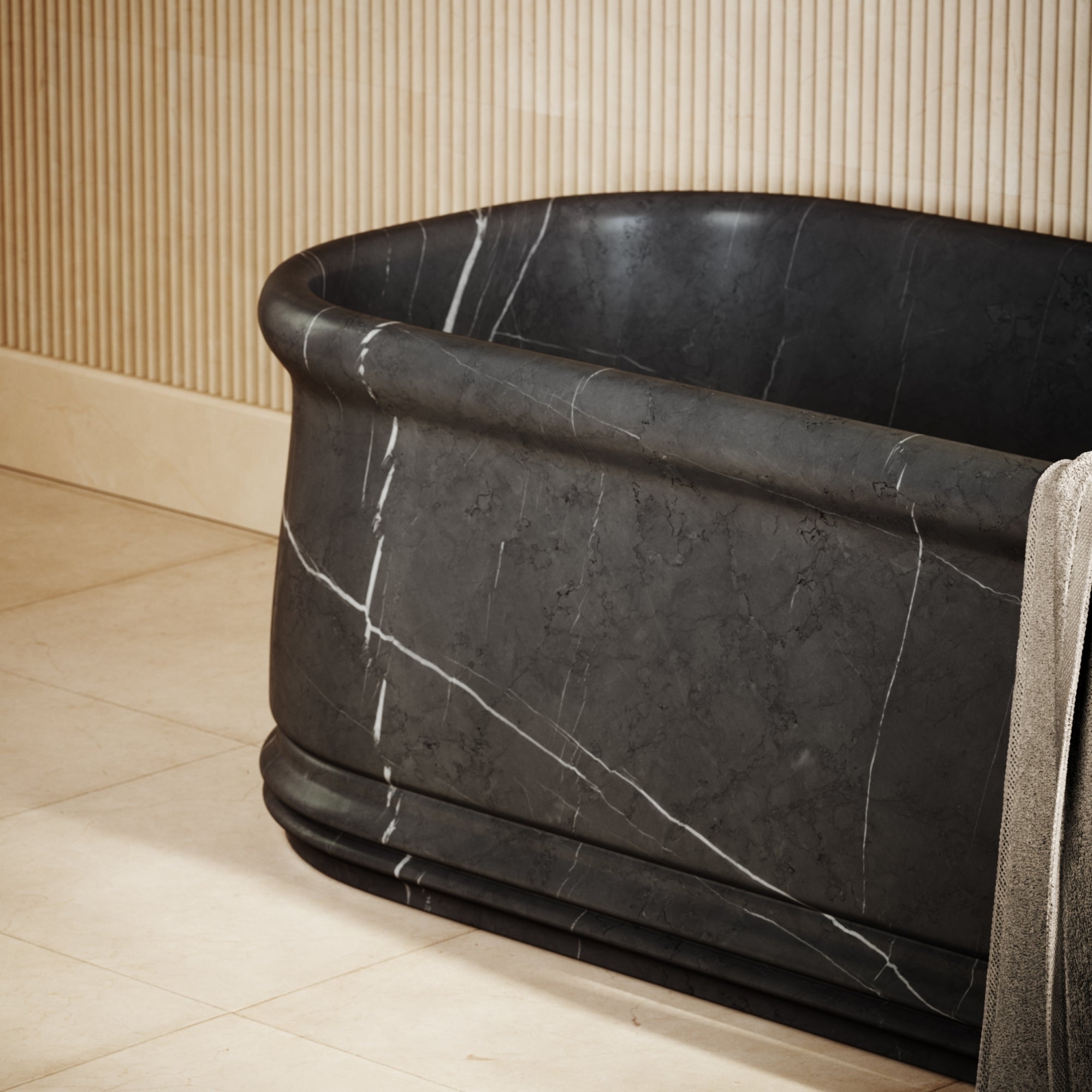 Grandeur Pietra Grey Marble Freestanding Bath 1500mm - LUSSO