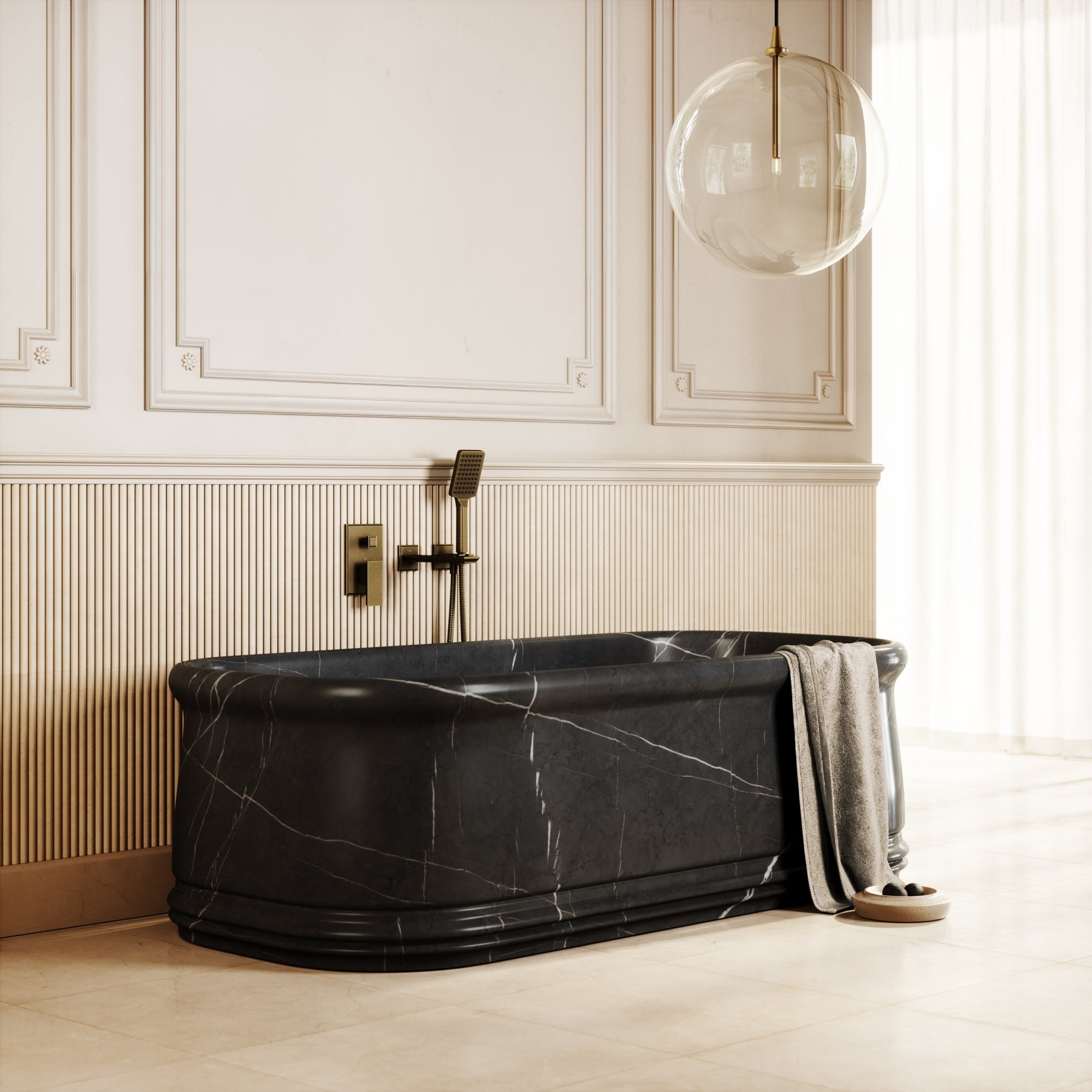 Grandeur Pietra Grey Marble Freestanding Bath 1780mm - LUSSO