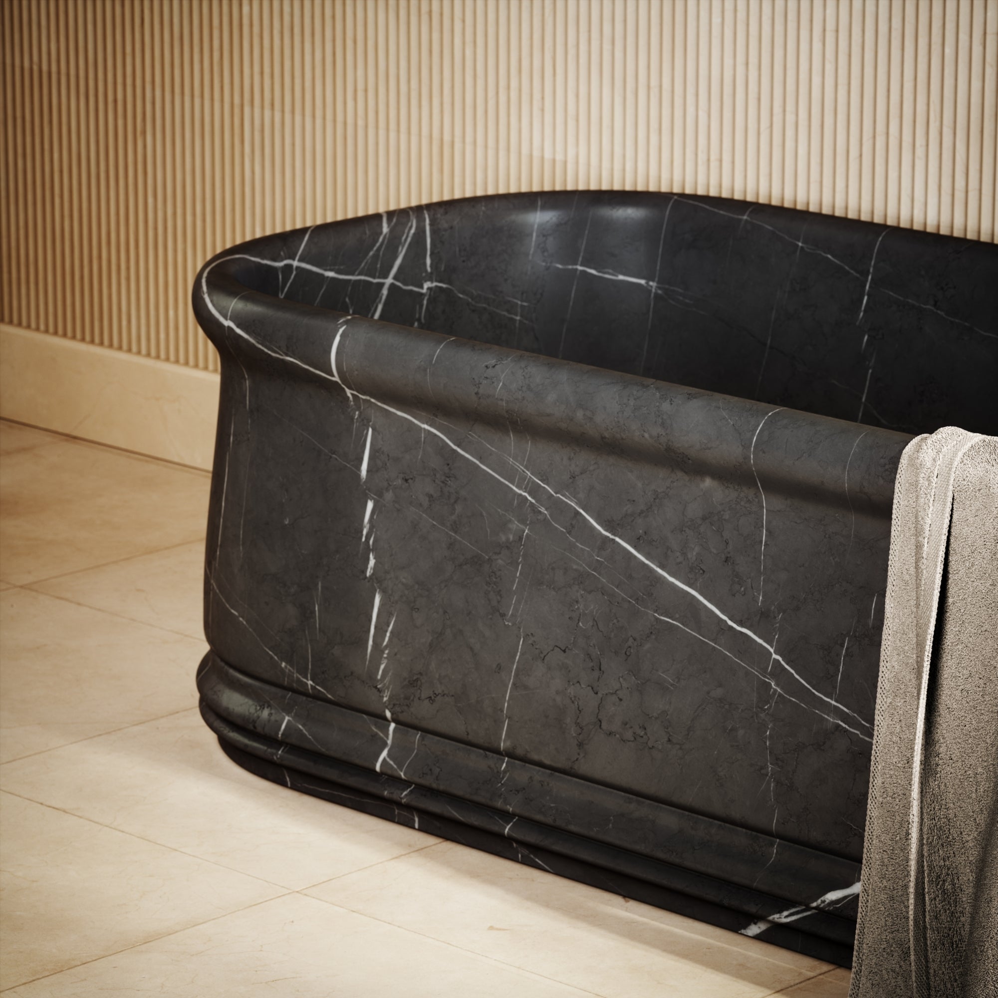 Grandeur Pietra Grey Marble Freestanding Bath 1780mm - LUSSO