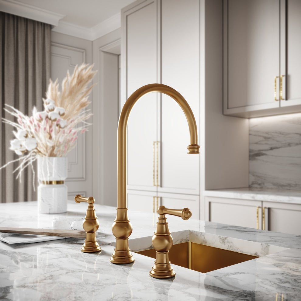 Grantley 3-hole Traditional Kitchen Tap Brushed Gold - LUSSO