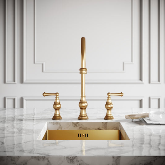 Grantley 3-hole Traditional Kitchen Tap Brushed Gold