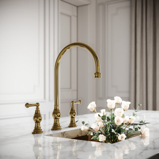 Grantley 3-Hole Traditional Kitchen Tap Polished Brass