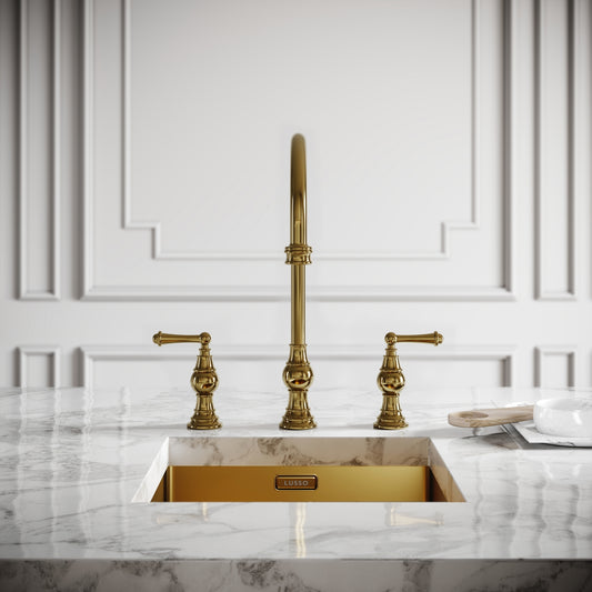 Grantley 3-Hole Traditional Kitchen Tap Polished Brass