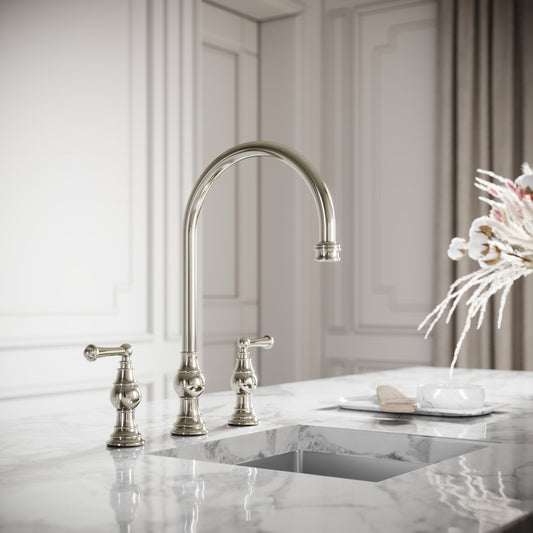 Grantley 3-hole Traditional Kitchen Tap Polished Nickel