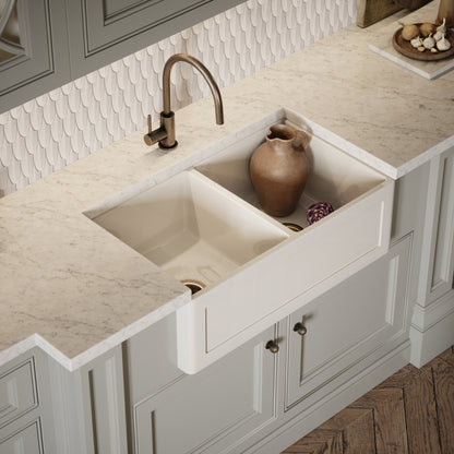 Grantley Large Double White Ceramic Butler Kitchen Sink 800mm
