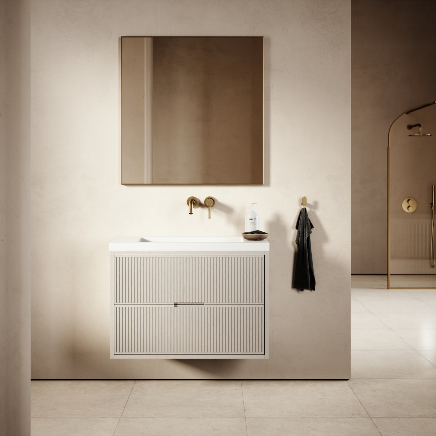 Harrington Velvet Beige Vanity Unit 600-1200mm
