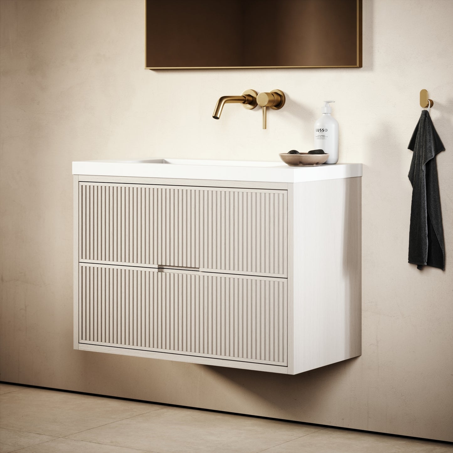 Harrington Velvet Beige Vanity Unit 600-1200mm