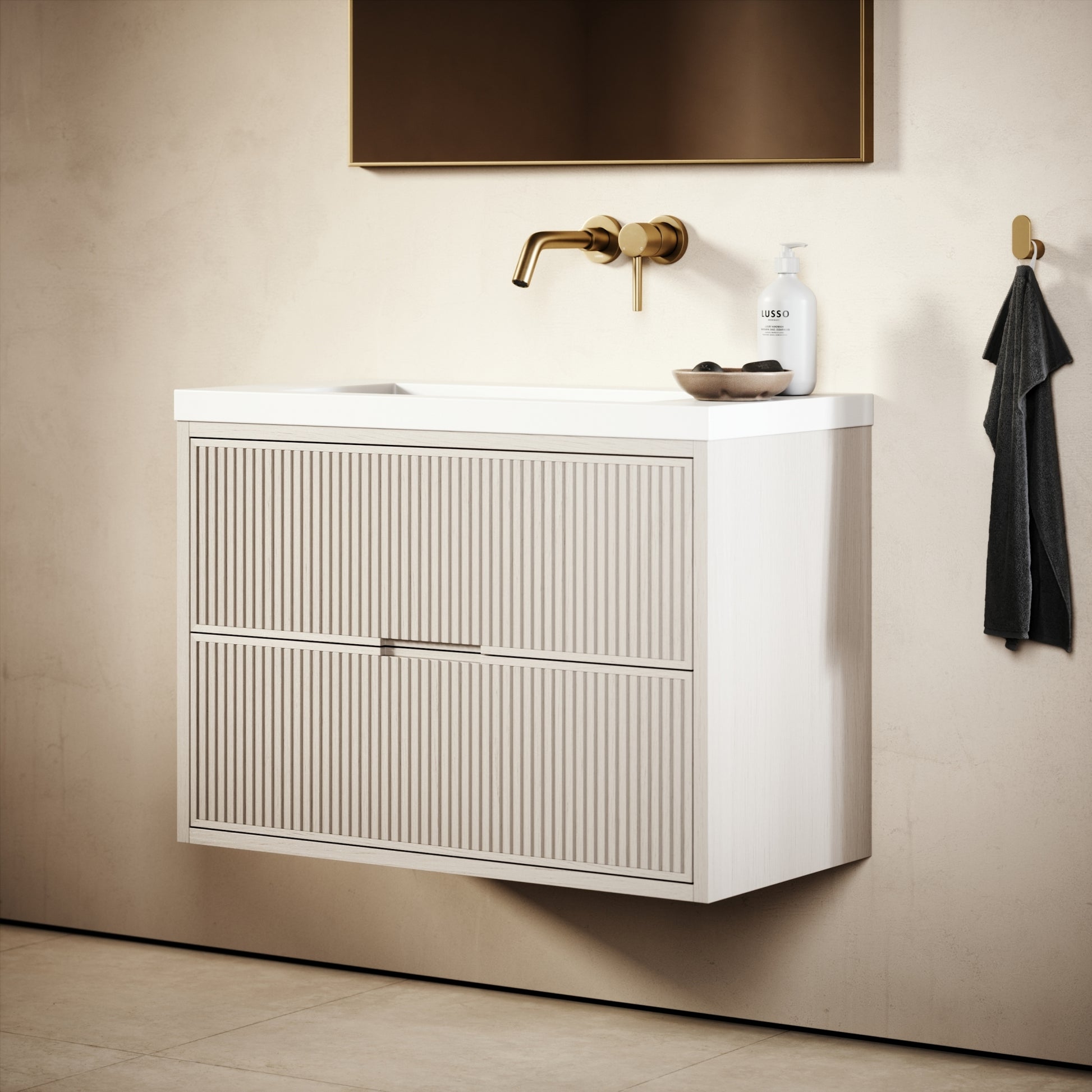 Harrington Velvet Beige Vanity Unit 600-1200mm