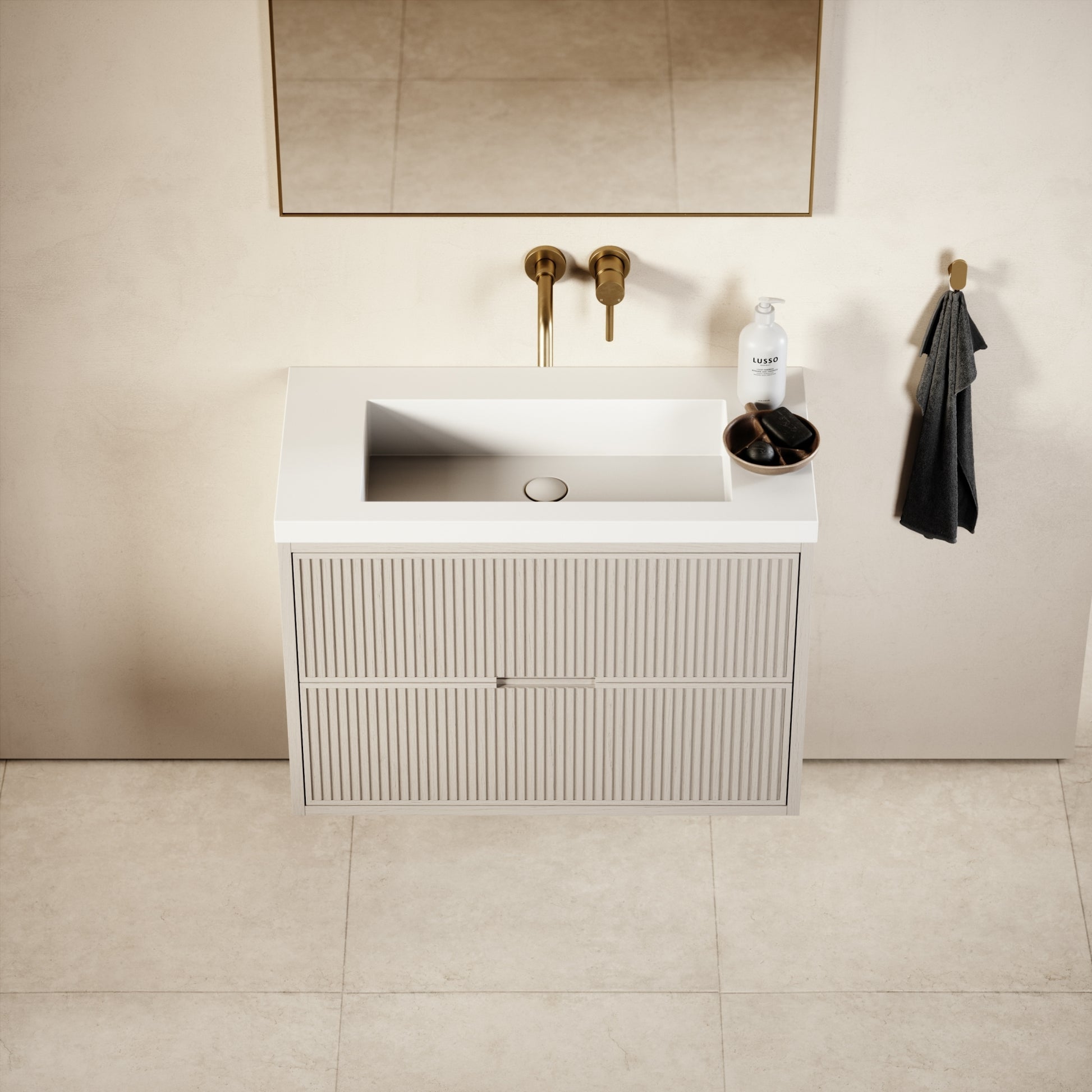Harrington Velvet Beige Vanity Unit 600-1200mm