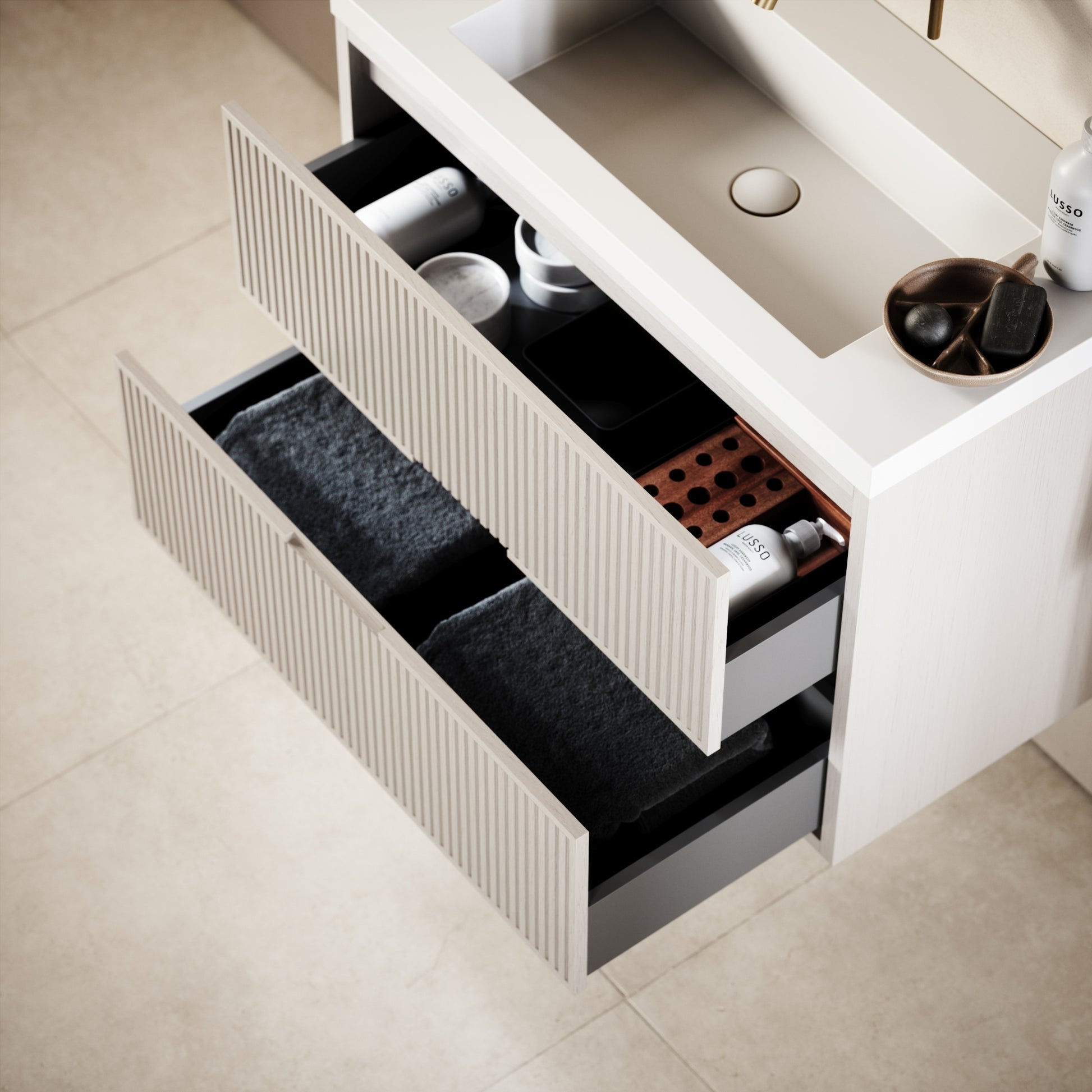 Harrington Velvet Beige Vanity Unit 600-1200mm
