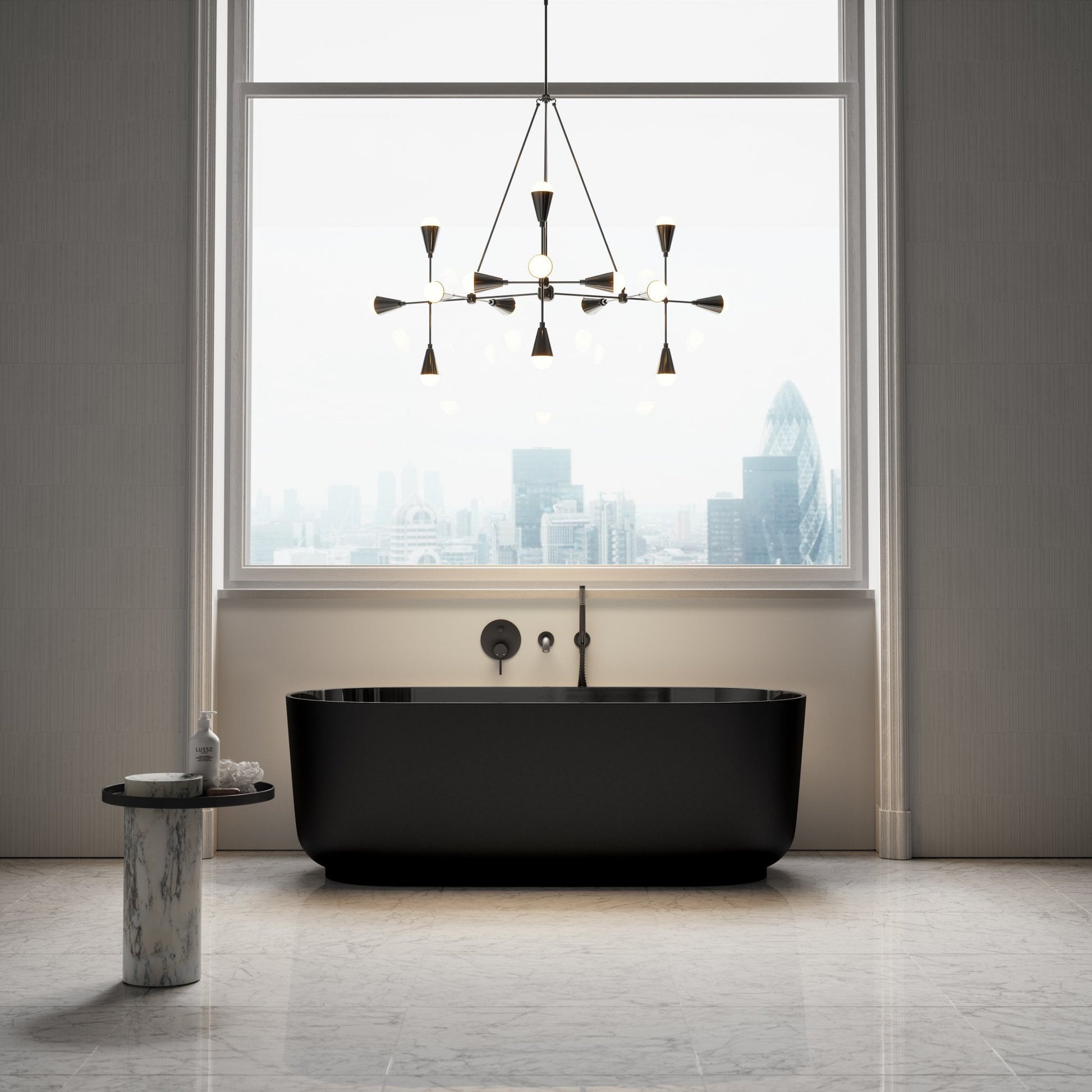 Hutton Matte & Polished Black Bath 1600mm