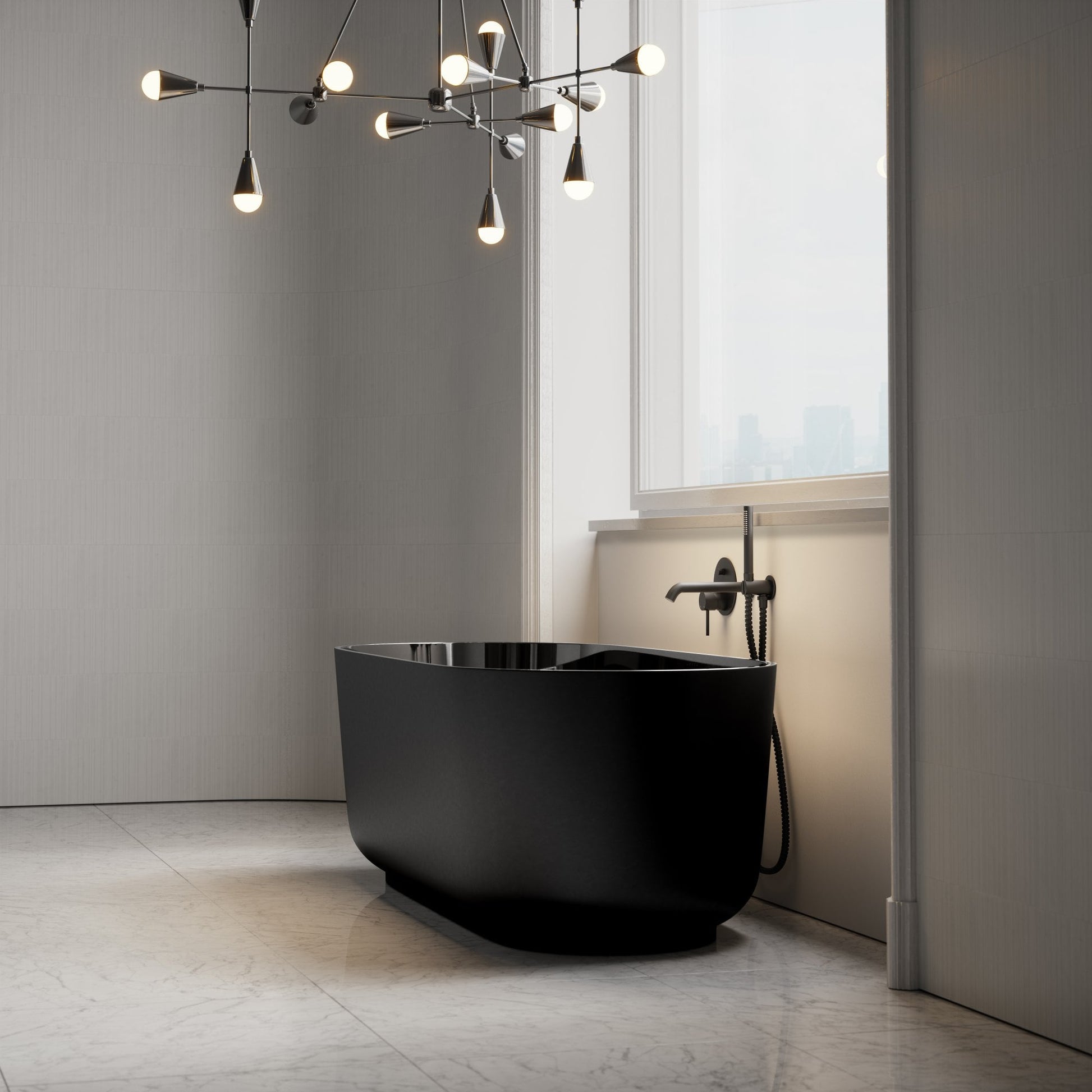 Hutton Matte & Polished Black Bath 1600mm