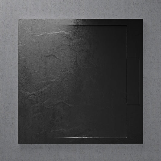 Infinity Stone Shower Tray & Waste Matte Black (ALL SIZES)