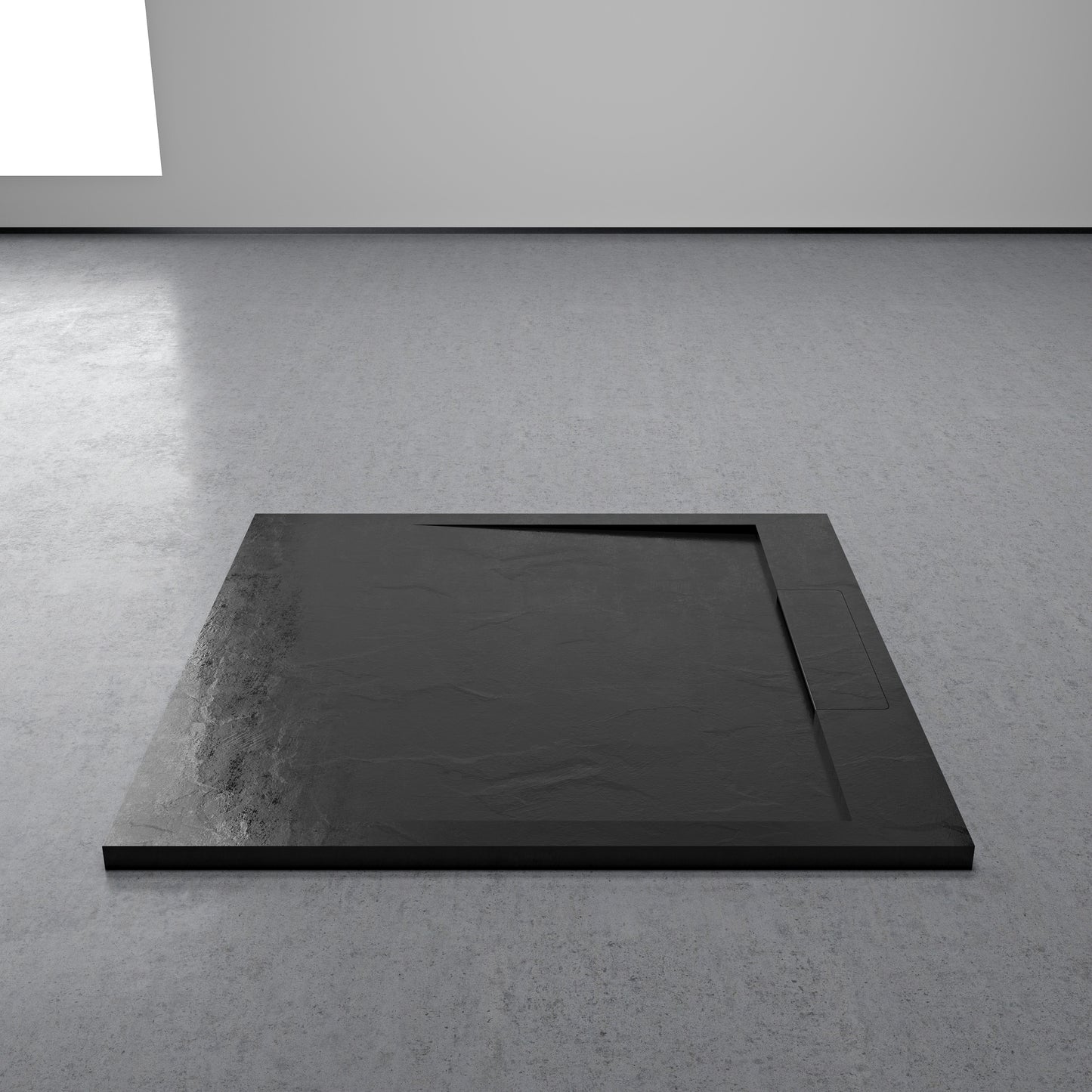 Infinity Stone Shower Tray & Waste Matte Black (ALL SIZES)