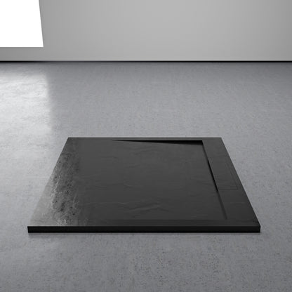 Infinity Stone Shower Tray & Waste Matte Black (ALL SIZES)