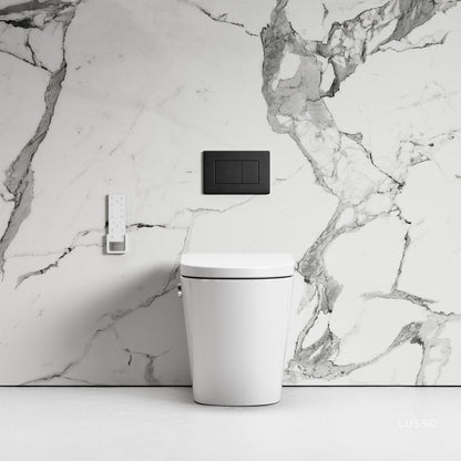 Intellismart Back To Wall Rimless Bidet Toilet with Concealed Cistern and Matte Black Flush Plate