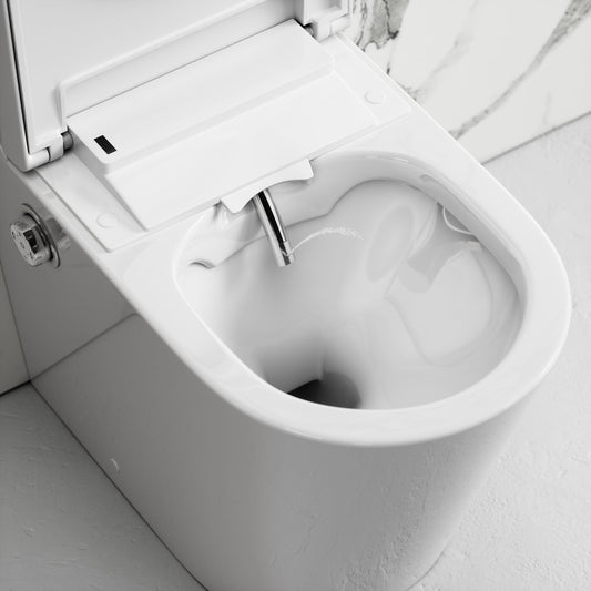 Intellismart Back To Wall Rimless Toilet Bidet Concealed Cistern and Polished Nickel Flush Plate