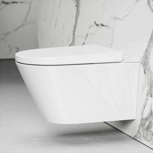 Intellismart Wall Hung Rimless Toilet Bidet Concealed Cistern Frame and Polished Nickel Flush Plate