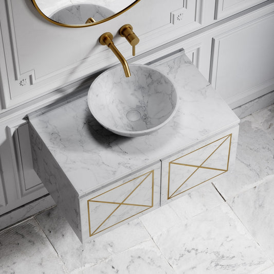 Italia Carrara Marble Countertop Basin 400mm