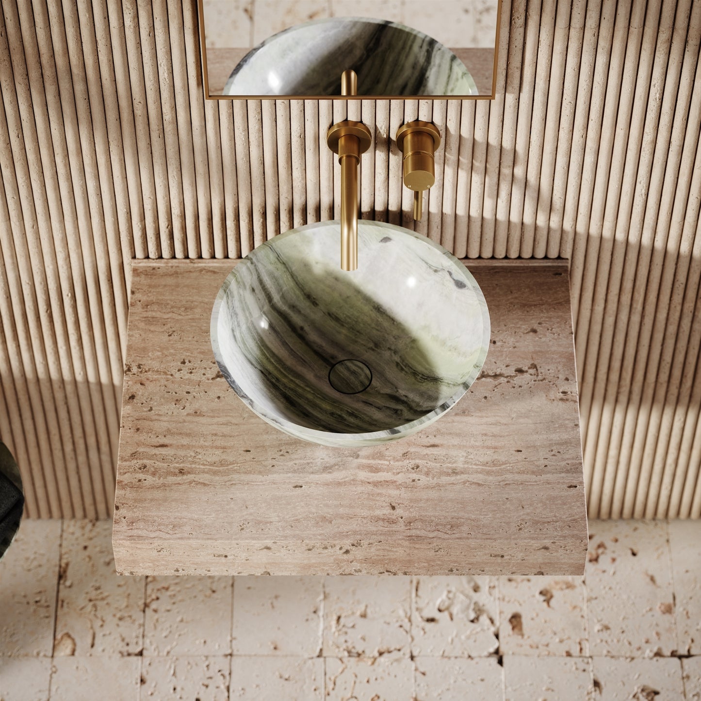 Italia Jade Green Marble Countertop Basin 400mm