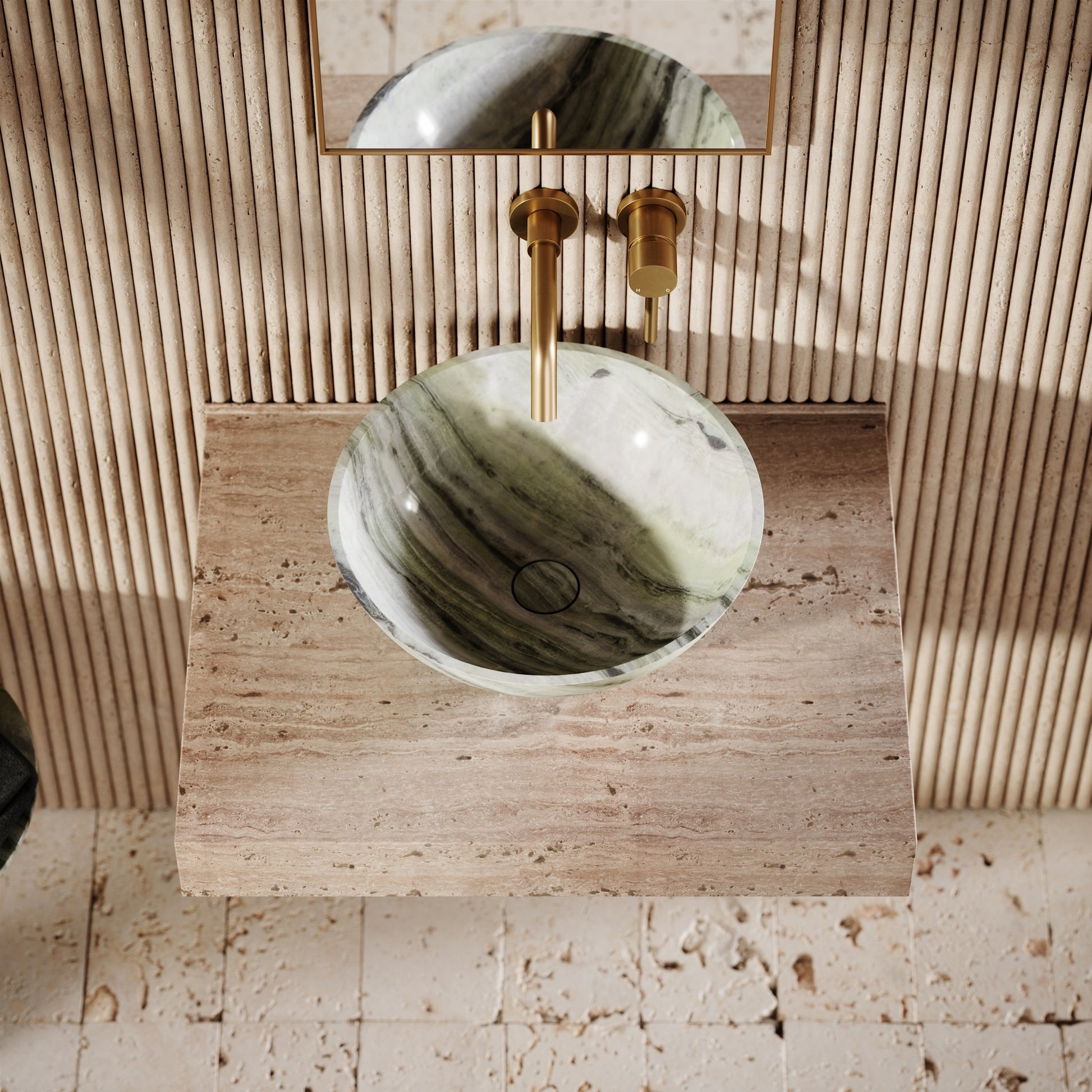 Italia Jade Green Marble Countertop Basin 400mm