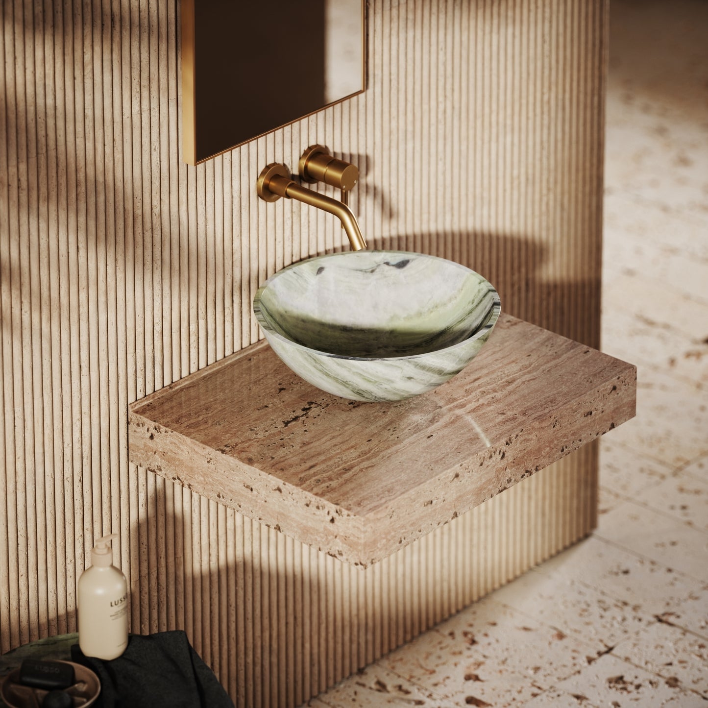 Italia Jade Green Marble Countertop Basin 400mm
