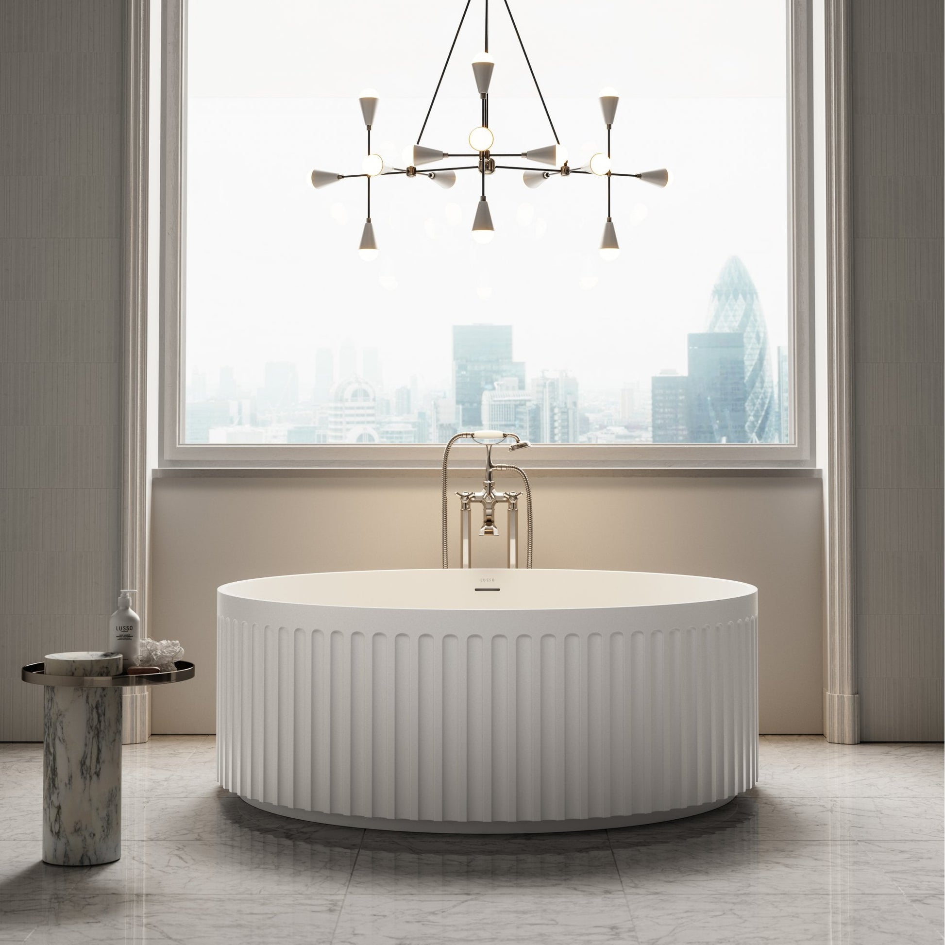 Jadore III Freestanding Fluted Stone Bath 1500mm