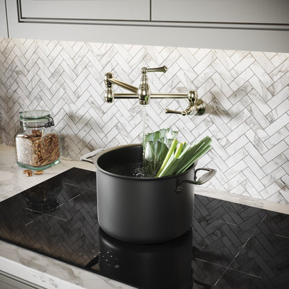 Kempton Traditional Kitchen Pot Filler Tap Polished Nickel