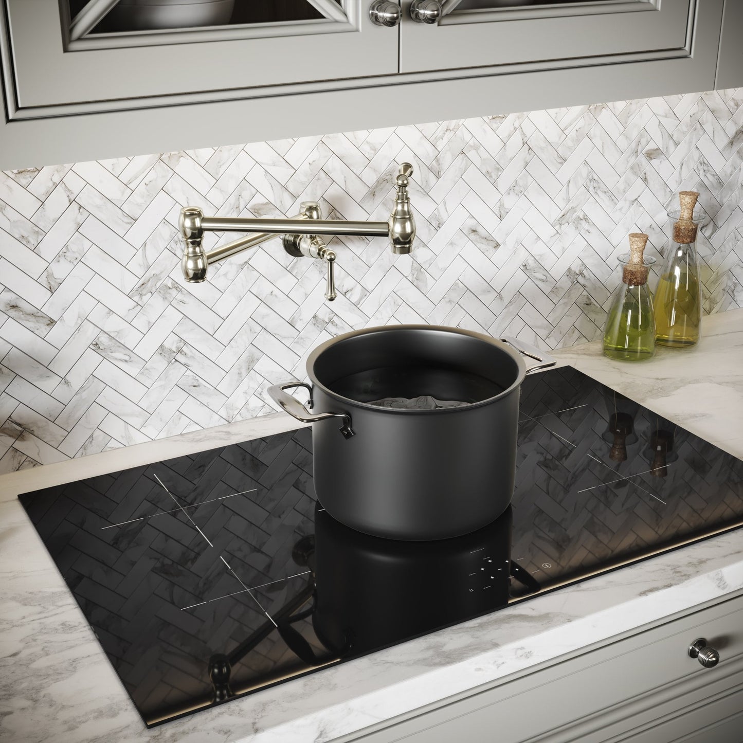 Kempton Traditional Kitchen Pot Filler Tap Polished Nickel