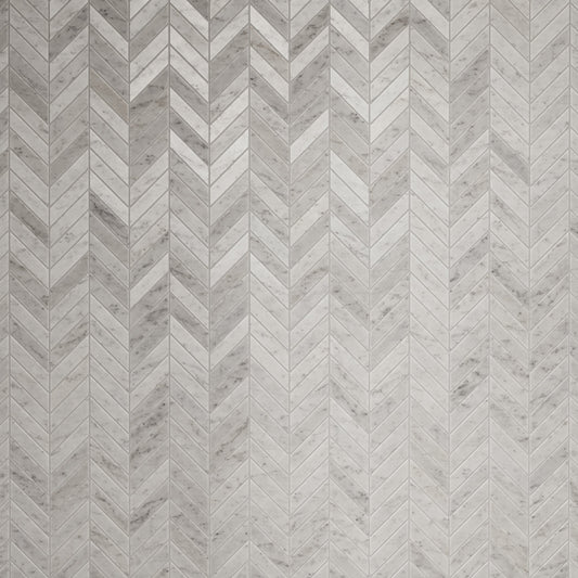 Labello Chevron Carrara Marble Mosaic Wall or Floor Tile