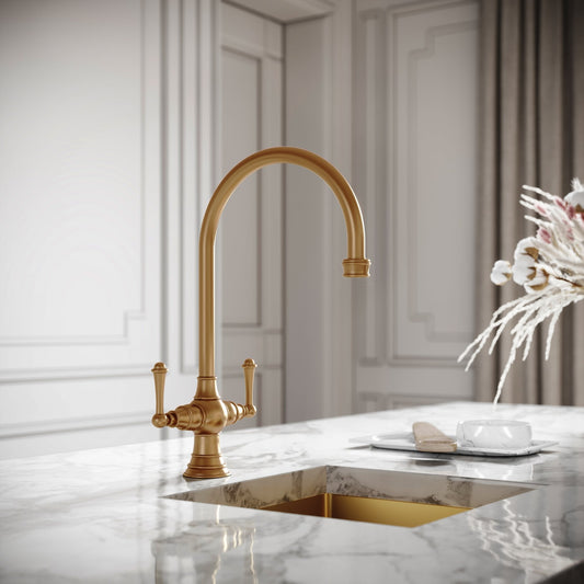Lambeth Single Hole Traditional Kitchen Tap Brushed Gold