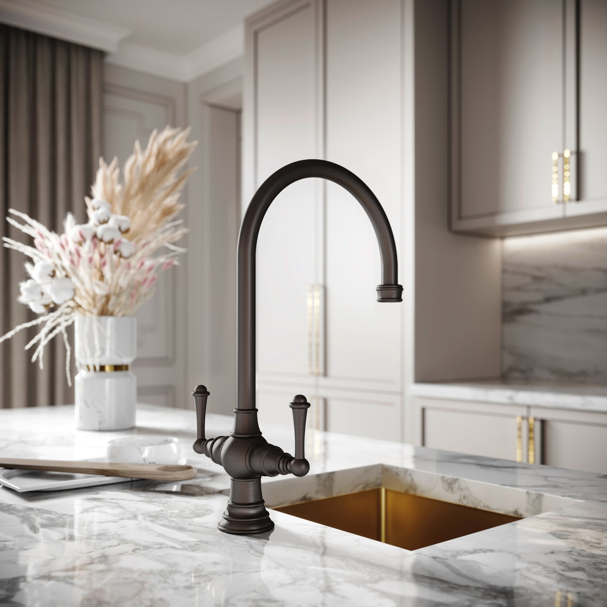 Lambeth Single Hole Traditional Kitchen Tap Deep Bronze