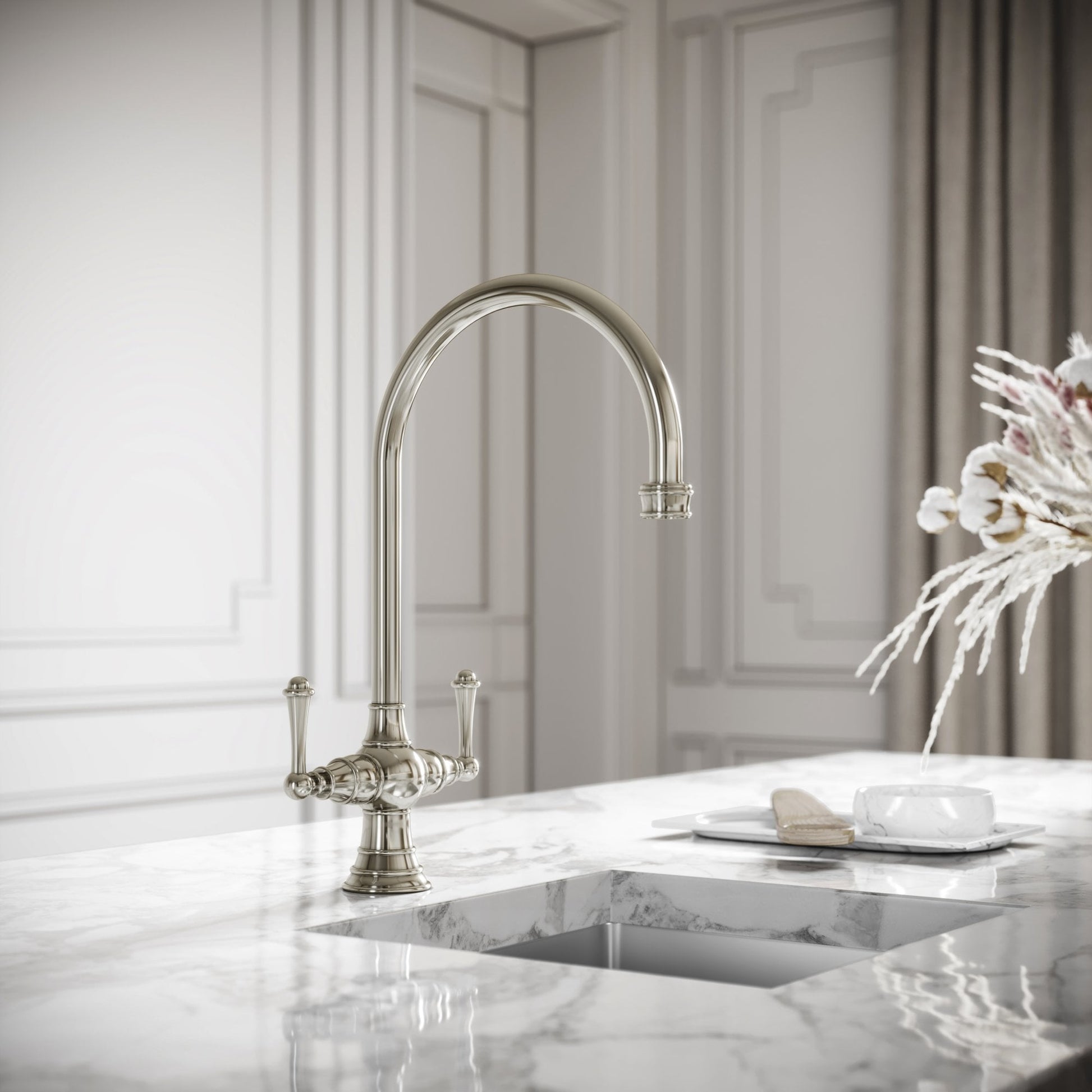 Lambeth Single Hole Traditional Kitchen Tap Polished Nickel