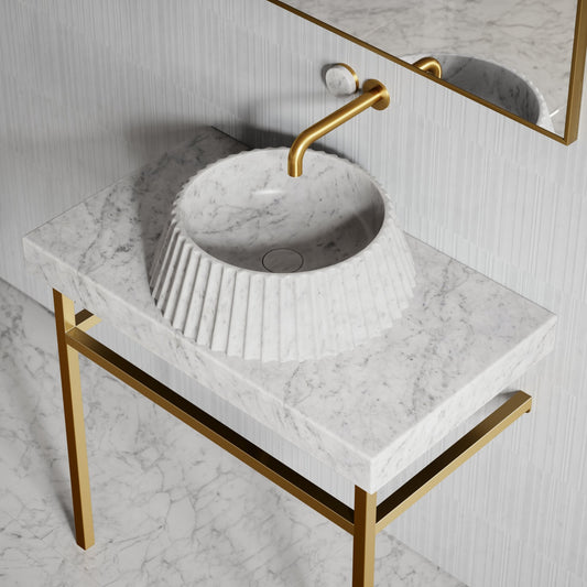 Lamp Carrara Marble Countertop Basin 450mm