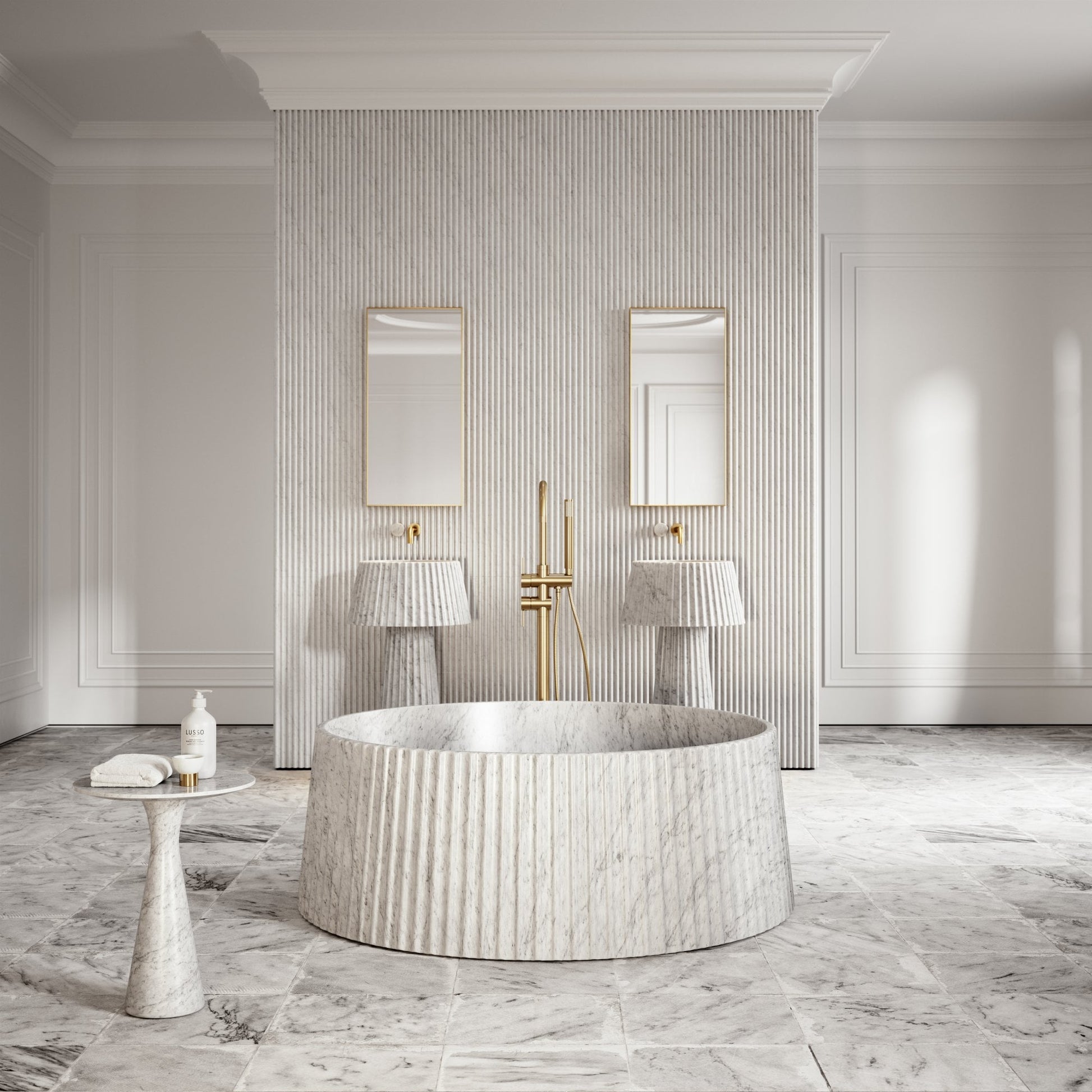 Lamp Carrara Marble Freestanding Bath 1350mm