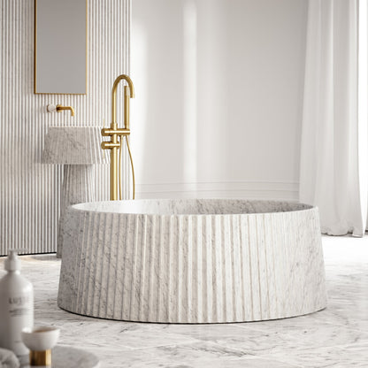 Lamp Carrara Marble Freestanding Bath 1350mm