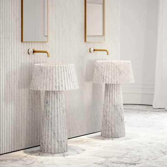 Lamp Carrara Marble Pedestal Basin 500mm