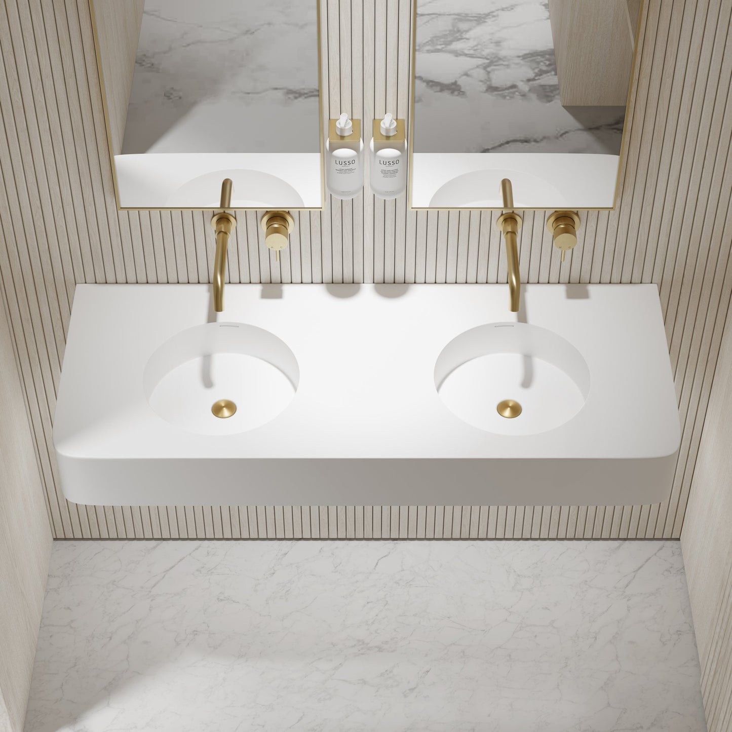 Lanosa Wall Hung Double Stone Basin 1200mm