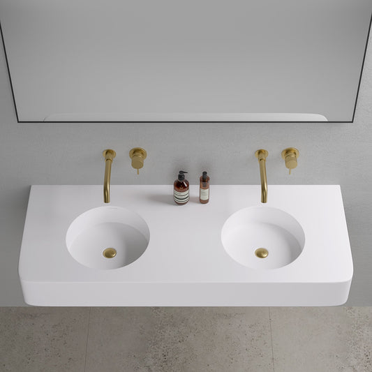 Lanosa Wall Hung Double Stone Basin 1200mm