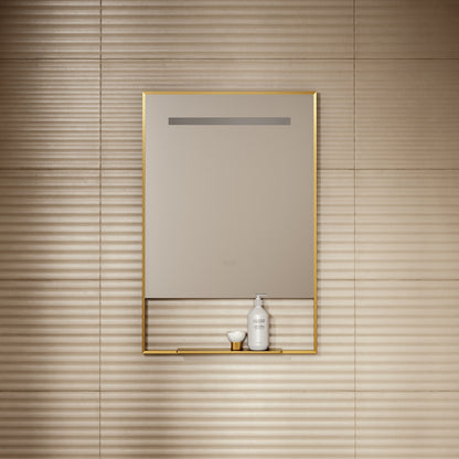 Levante Brushed Gold Mirror With Natural White LED light and Demister 600mm