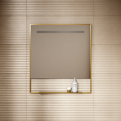 Levante Brushed Gold Mirror With Natural White LED light and Demister 800mm