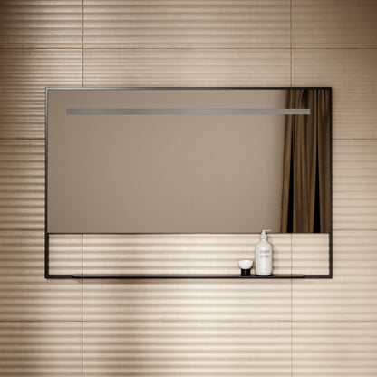 Levante Matte Black Mirror With Natural White LED light and Demister 1200mm
