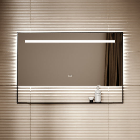 Levante Matte Black Mirror With Natural White LED light and Demister 1200mm